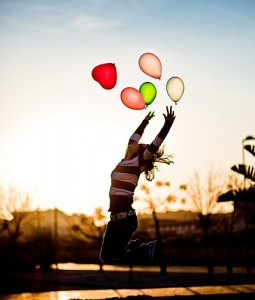 happiness girl with balloons
